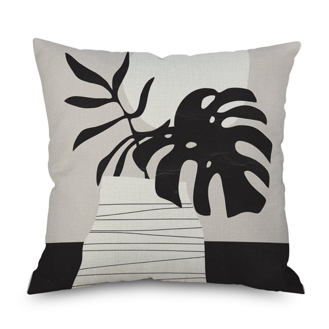 Ins Wind Linen Pillowcase Simple Creative Cushion Abstract Leaf Pillow Square Cushion Cover 2