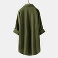 thumbnail image 3 of Fall Shirts for Women 2025 Solid Color Lapel Button Down Cotton Linen Loose Blouse Tops Long Sleeve Shirts for Women, 3 of 5