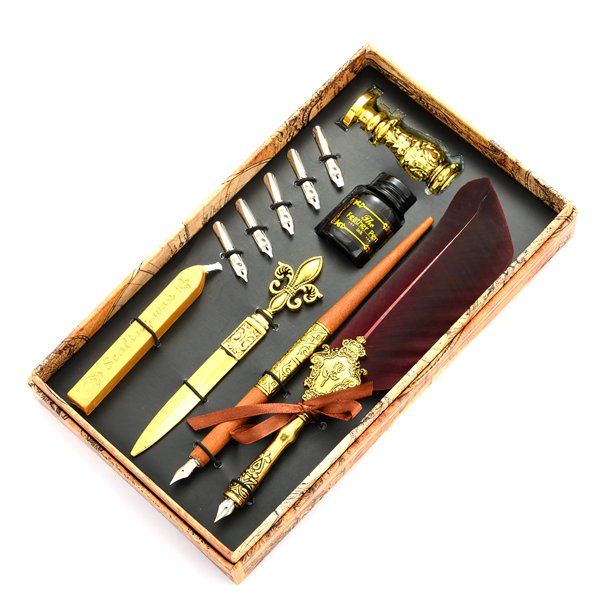 Elegante Y Extravagante Diseño Único Juego De Bolígrafos De Plumas Retro Juego De Bolígrafos De Estilo Europeo Juego De Bolígrafos Creativos Británicos Juego De Bolígrafos De Arte Minnieouse EL014259-02