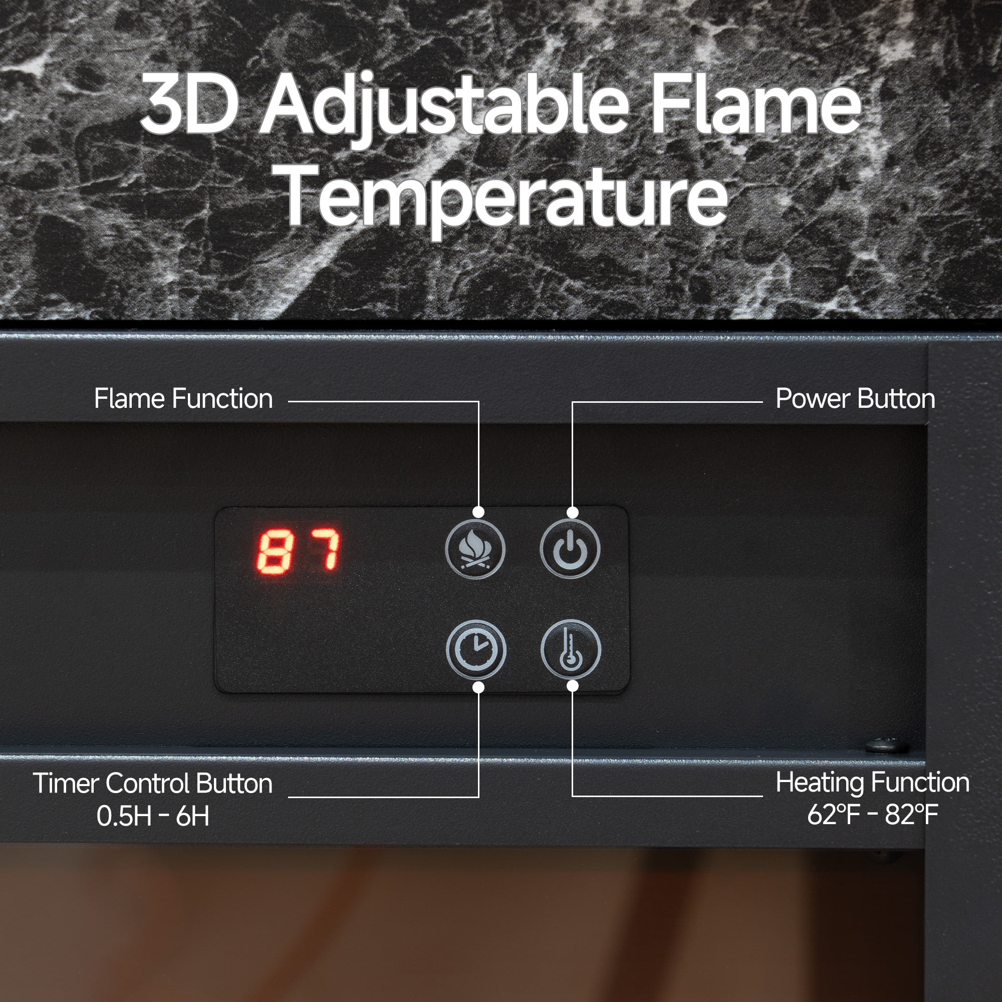 LIGHTINN 40" Freestanding Electric Fireplace With Mantel for Small to Medium Space, Overheat Protection & 3D Flame Effect with Remote Control, Black