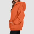 thumbnail image 4 of Women's Oversized Long Sleeve Crewneck Sweatshirt Casual Loose-Fitting Drawstring,Women’s Long Sleeve Pullover Hoodie, Casual Crewneck Sweatshirt for Everyday Wear,Orange 2XL, 4 of 4
