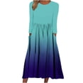 thumbnail image 2 of WHLBF Women's Plus Size Dress Autumn And Winter Casual Round Neck Long Sleeve Folding Solid With Pocket Dresses, 2 of 5