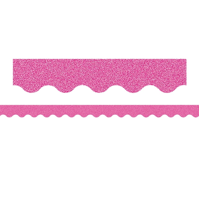 TEACHER CREATED RESOURCES PINK GLITZ SCALLOPED BORDER TRIM 77021