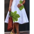 thumbnail image 3 of Women'S Floral Summer Dresses Short Sleeve V Neck Flowy A-Line Tiered Midi Dress Boho Beach Dress Light Green XL, 3 of 5
