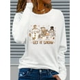 thumbnail image 5 of Festive Women's Christmas Snowman Graphic Long Sleeve T-Shirt • Cozy Crew Neck with "Let It Snow" Design • Holiday Print for Fall & Winter • Casual Holiday Wear |   Festive Graphic Tee, 5 of 9