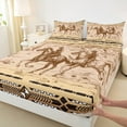 thumbnail image 3 of Feelyou Hippie Tribal Cowboy Twin Sheet Sets, Farmhouse Horse Twin Fitted Sheet, Vintage Western Cowgirl Flat Sheet, Luxury Bedroom Decor, 3 Pieces, 3 of 7