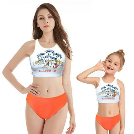 WBQ Mother Daughter Swimwear Bikini Set Swimwear Swimsuit Women Family Matching Mommy and girl Cute Baby Girl Summer Swimwear