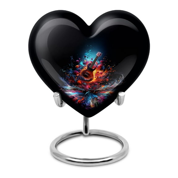 Musical Instrument Heart Shaped Urn Stand, Urns For Ashes Adult Female, Keepsake Urns For Human Ashes, Small Heart Urn, Cremation Urn For Human Ashes, Mini Urns For Ashes, 3-Inch, Set Of 1