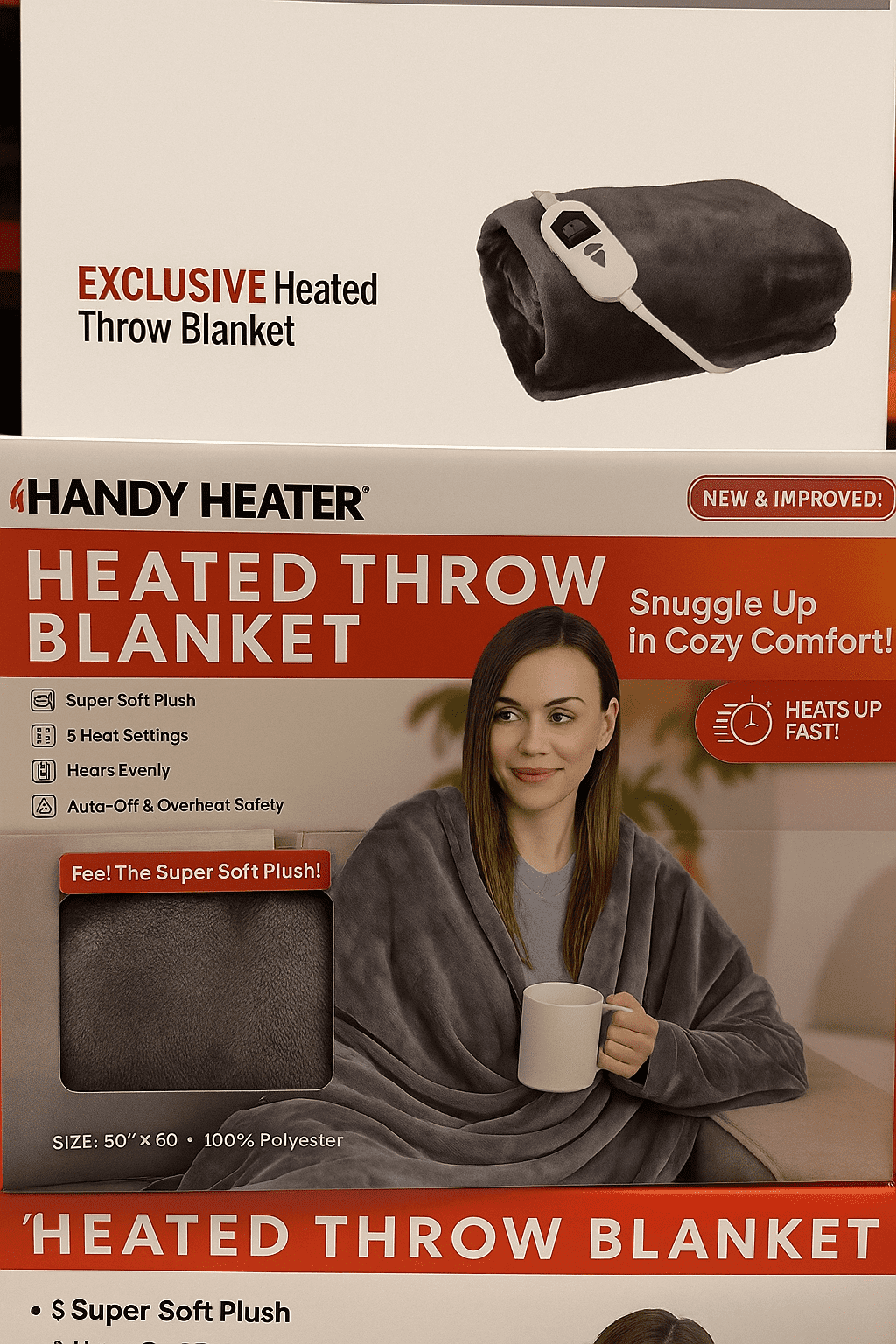 Handy Heater Heated Throw Blanket.