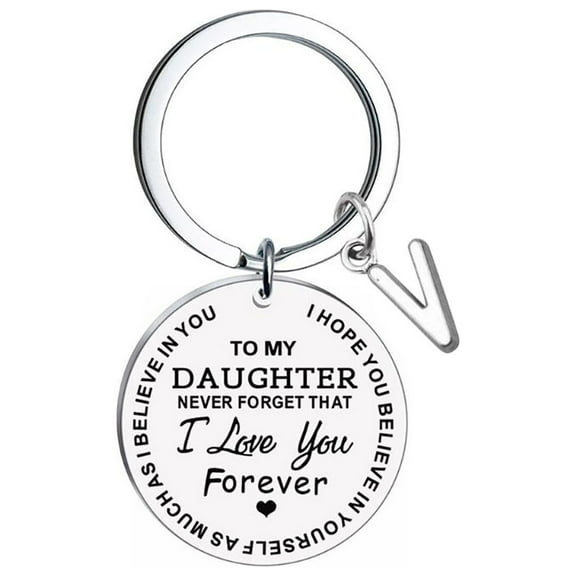 Weloille DIY to My Daughter Stainless Steel Last Name 26 Letter Keychain 2.5cm