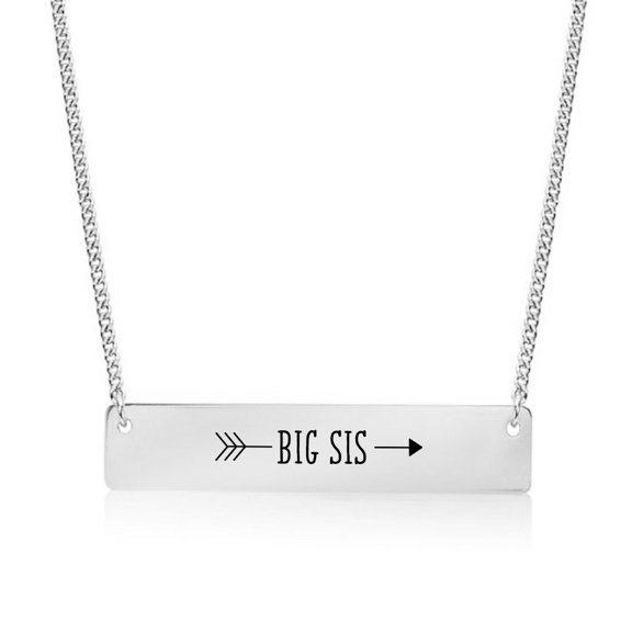 Silver Plated Big Sis Arrow Bar Necklace