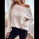 thumbnail image 5 of Camiseta de Punto de Otoño con Cuello Redondo y Hombros Descubiertos para Mujer, Larga Albaricoque S, 5 of 7
