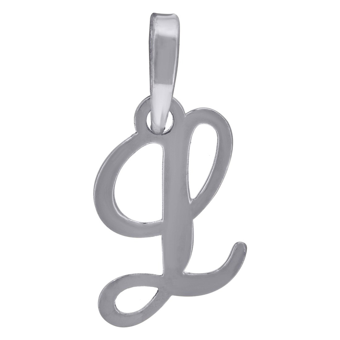 925 Sterling Silver Unisex Cursive Letter Name Personalized Monogram Initial Alphabet L Charm Pendant Necklace 19x9.3mm
