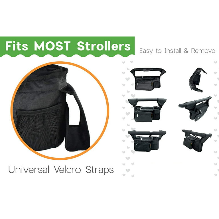MOMCOZY UNIVERSAL STROLLER ORGANIZER WITH INSULATED CUP HOLDER DETACHA