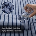 thumbnail image 3 of Jessy Home 8 Pcs Navy Blue Bicolor bar Stripe Large Bath Towels Set 2 Oversized Bathroom Towels, 2 Hand Towels, 4 Washcloths, 3 of 7