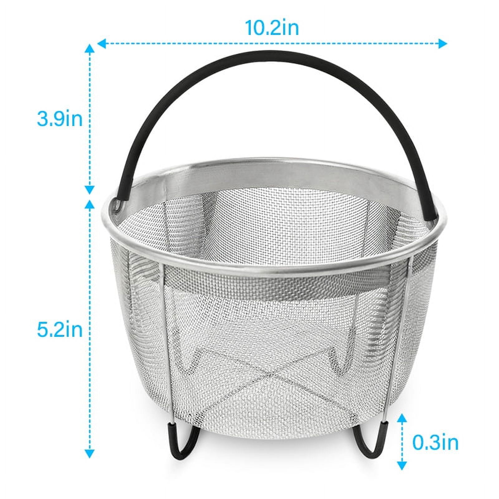 304 Stainless Steel Kitchen Steamer Basket with Silicone Covered Handle Instant  Pot Accessories for 3/6/8 Qt Pressure Cooker - AliExpress