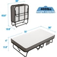 thumbnail image 3 of Twin Size Foldable Bed with Memory Foam Mattress for Adults, 75 x 38 Inch Portable Rollaway Guest Bed with Metal Frame, 3 of 8