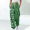 thumbnail image 2 of FRSASU St. Patrick's Day Womens Ankle Pants High Waist Soft Breathable Comfort Pants Trendy Comfy Trousers with Pockets Green, 2 of 5