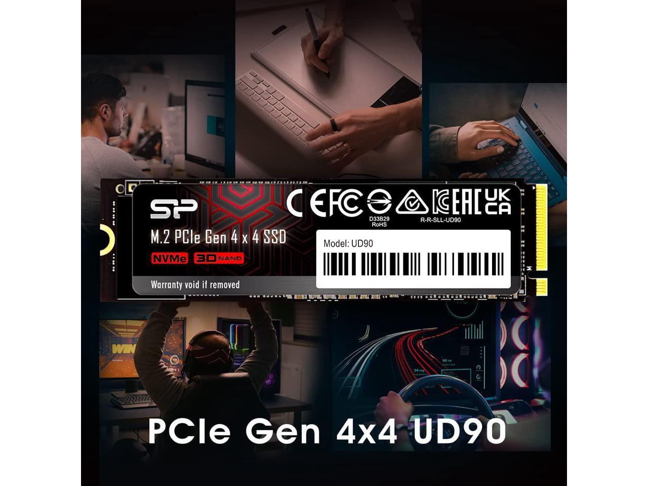 Silicon Power 1TB UD90 NVMe 4.0 Gen4 PCIe M.2 SSD R/W up to 5,000/4,800 MB/s (SU01KGBP44UD9005SN)