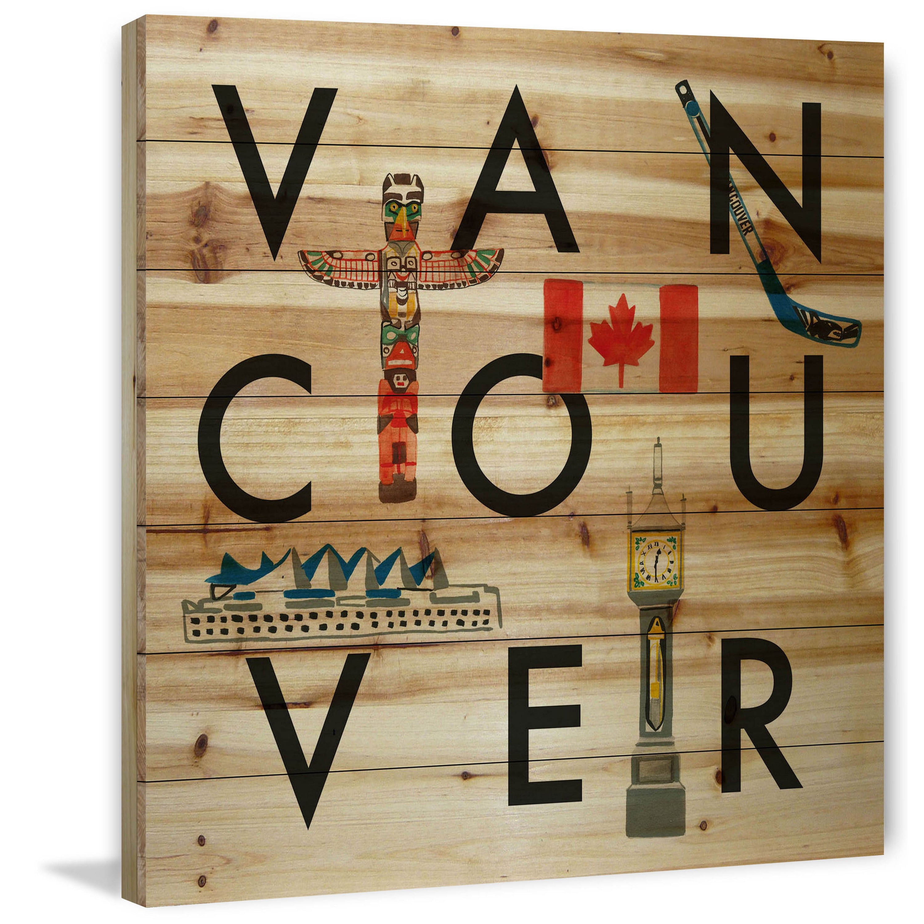Marmont Hill "Vancouver Square" By Molly Rosner Print On Natural Pine Wood, 40.0" x 1.5"