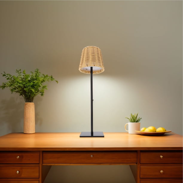 Lámpara De Mesa LED, Luz De Noche Tejida A Mano Luz De Noche De Cabecera Con 3 Temperaturas De Color Control Táctil Recargable Para Sala De Estar, Dormitorio, Bar, Campamento,