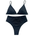 thumbnail image 4 of Cethrio Women Swimsuit Two Piece- Sexy Split Two-Piece Solid Beach Padded Bra Swimwear Black, 4 of 7