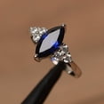 thumbnail image 3 of 14K White Gold Plated Marquise Lab Created Sapphire Diamond Lab-Created Solitaire Ring Solid 925 Sterling Silver, 3 of 5