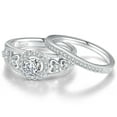 thumbnail image 3 of Anniversary Rings Set 925 Sterling Silver Vintage Engraved AAA Cubic Zirconia CZ Size 6-9, 3 of 6