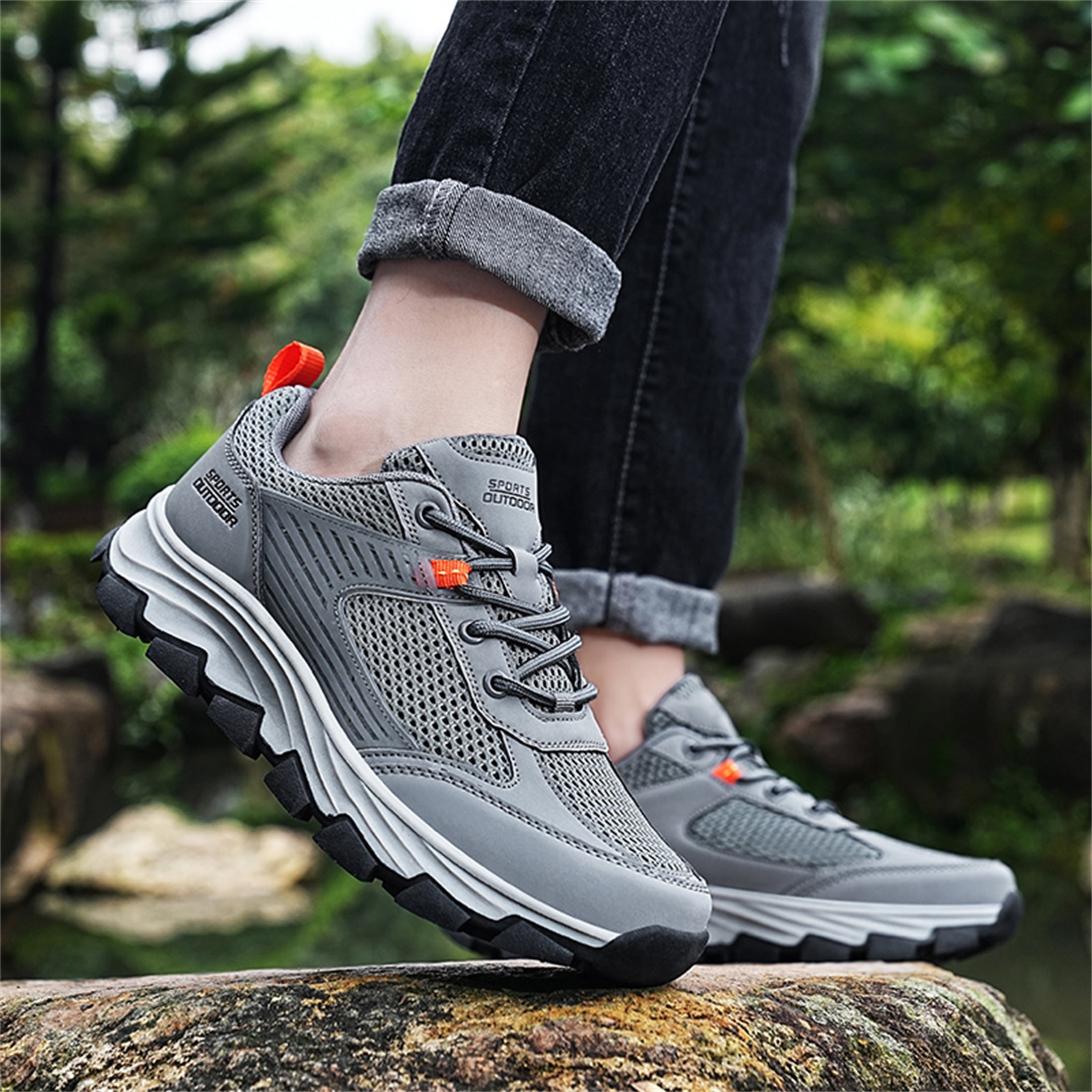 YOURDIARY Womens Mens Hiking Shoes Comfortable Lightweight Breathable Anti-Slip Outdoor Walking Shoes Sneakers