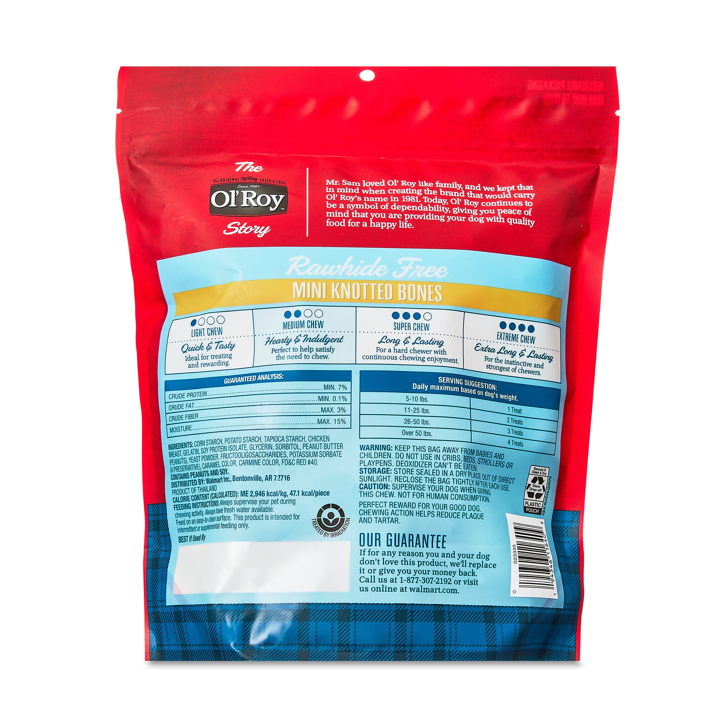 Ol' Roy 2.5'' Mini Knotted Bone Peanut Butter Flavor Dry Dog Chews, 50 Count x 2 Bags