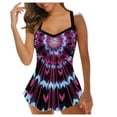thumbnail image 1 of Women Plus Size Print Strappy Back Tankini Set Two Piece Swimsuits Swimdress, 1 of 9