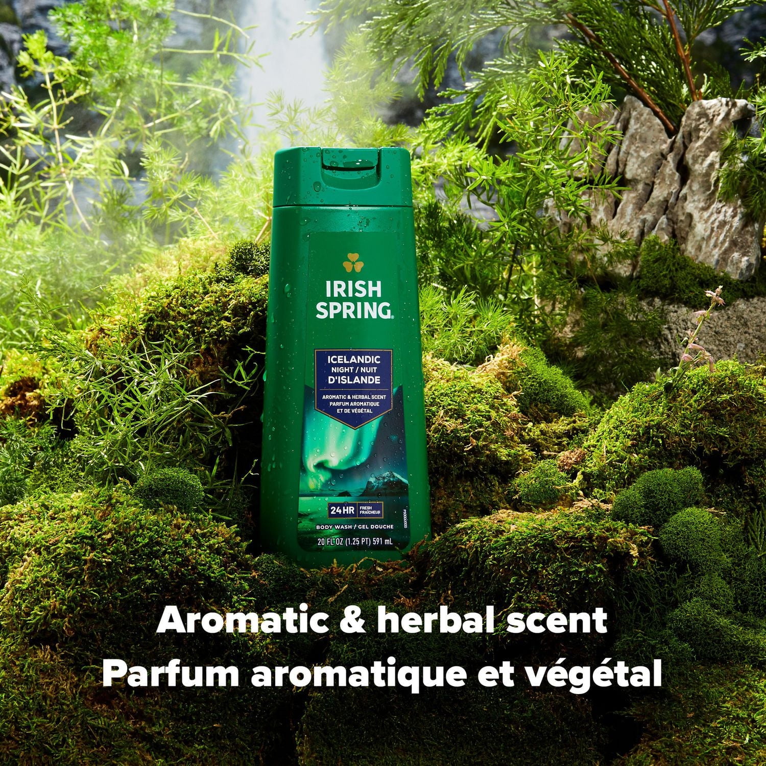 Irish Spring Icelandic Night Moisturizing Body Wash for Men, 24 Hour Fresh, Face and Body Wash, Paraben Free, Aromatic and Herbal Scent, 591 ml, 591 mL