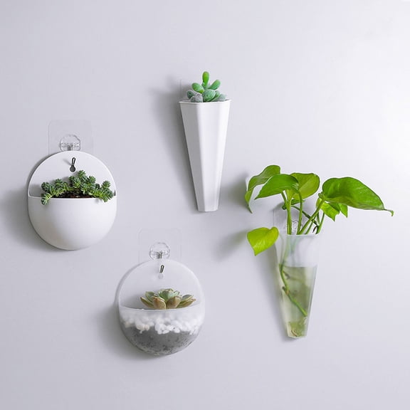 OULII 3Pcs Creative Vase White Plastic Wall-mounted Flower Basket for Home Users