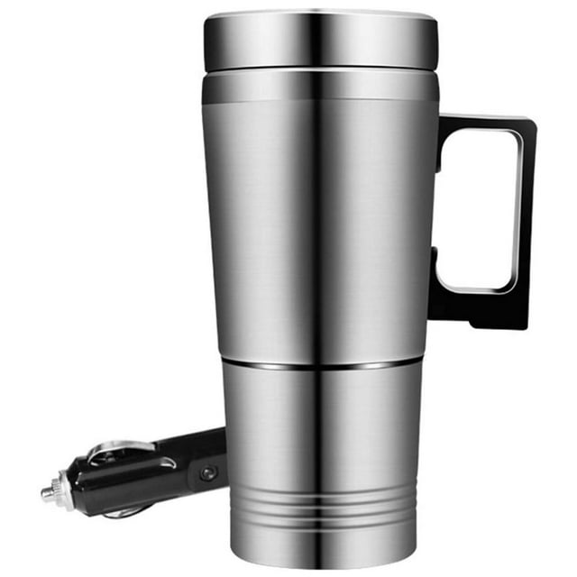 Heated Travel Mug 300ml Car Heated Mug 304 Stainless Steel Auto Truck Milk Water Tea Coffee Bottle Airtight Electric Tea Water Cup Vehicle Heated Travel Mug for Heating Water Coffee