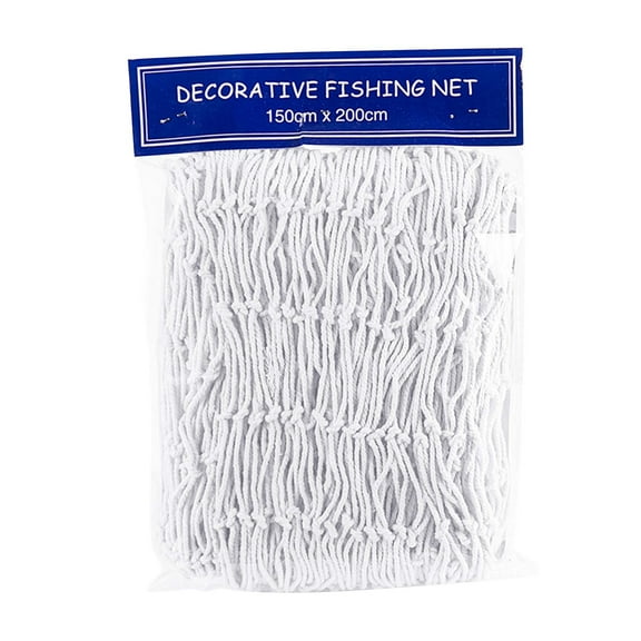 ZFSBZBS Fish Net Decorations, 1.5m × 2m, Ocean Themed Party Decor Beach, Nautical Wall Hanging Fishing Net for Coastal Bedroom, Bathroom, or Under The Sea Party Decorations White