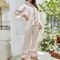 thumbnail image 4 of Blusa Mangas Largas Conjunto de pijama de 2 piezas para mujer, conjunto de camisón informal, elegante traje de salón Cgtredaw champán T L para Mujer, 4 of 6