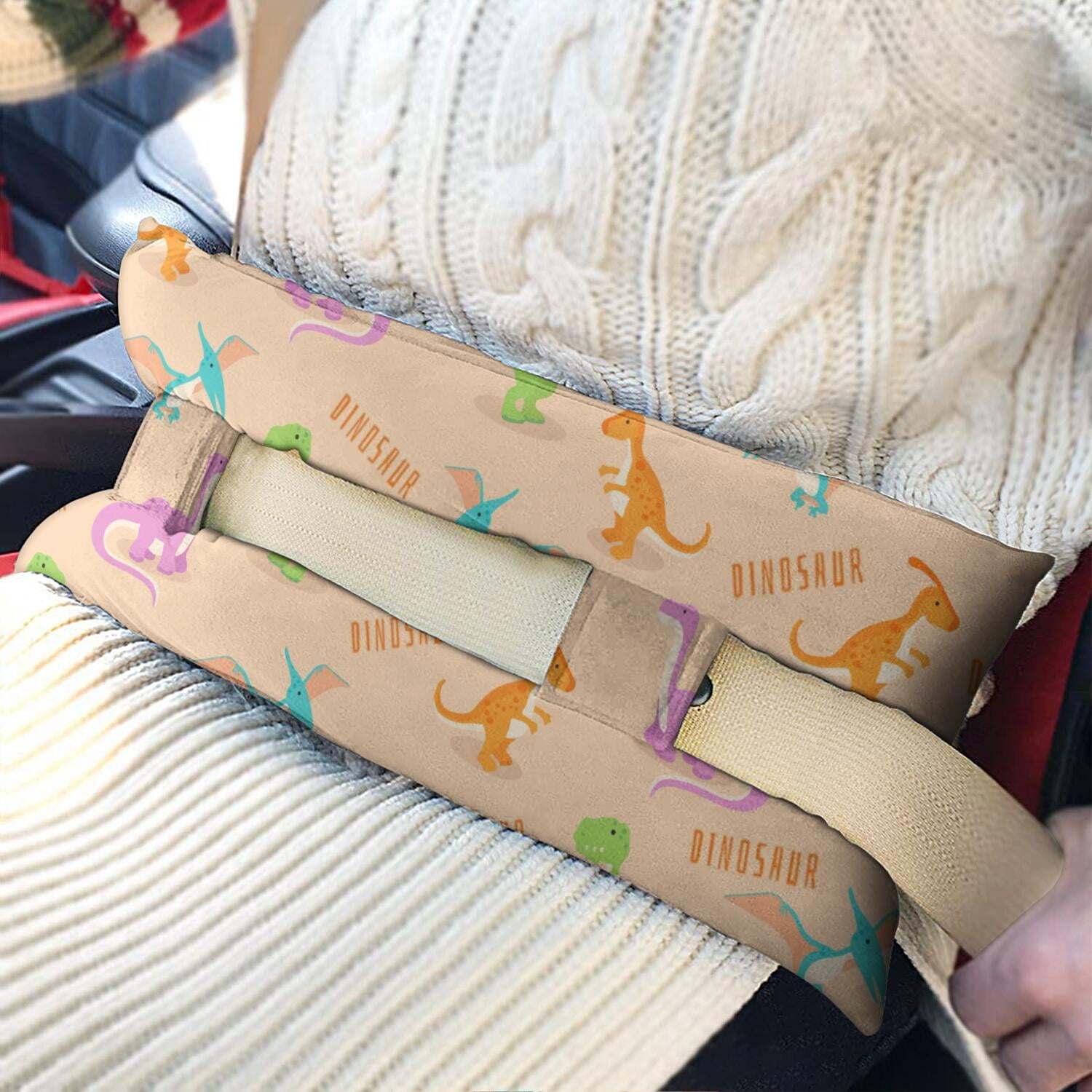 Dinosaur Art Illustration Seat Belt Pillow - Post Surgery Recovery Cushion - Unique & Hand-Drawn Dino Design