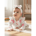 thumbnail image 5 of BemeyourBBs Newborn Baby Girls Romper Outfit Strawberry Printed Jumpsuit with Headband Cute Infant Clothes, 5 of 9