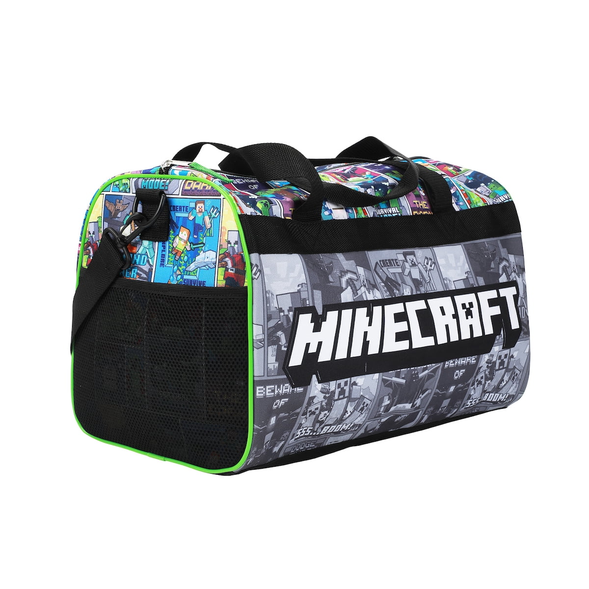 Minecraft Creeper Youth 4-Piece Travel Set-14" Carry-on Duffle Bag and Luggage Tag Set
