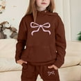 thumbnail image 4 of Toddler Girls Outfit Sets Athletic Cute Bow Graphic Hoodies And Sweatpants 2 Piece Girls Sweatsuit Casual Spring Fall Kids Sweat Suit Coffee 3-4Years, 4 of 4