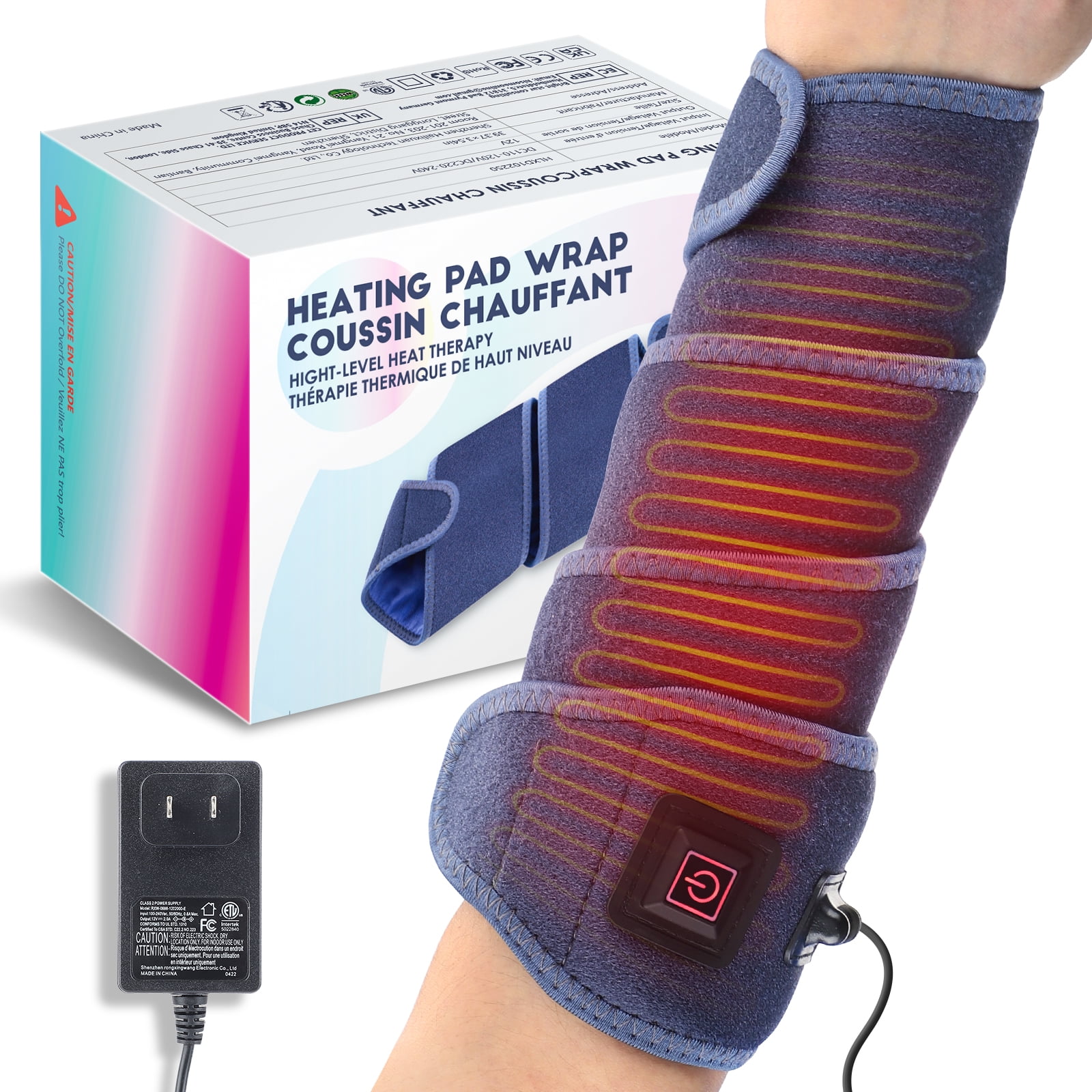 Heating Pad Wrap for Multiple Areas MULTI-USE WRAP Perfect for Elbow, Wrist and Forearm Body Strip Type Wrap Around Heating Pad 3 Heat Settings Blue