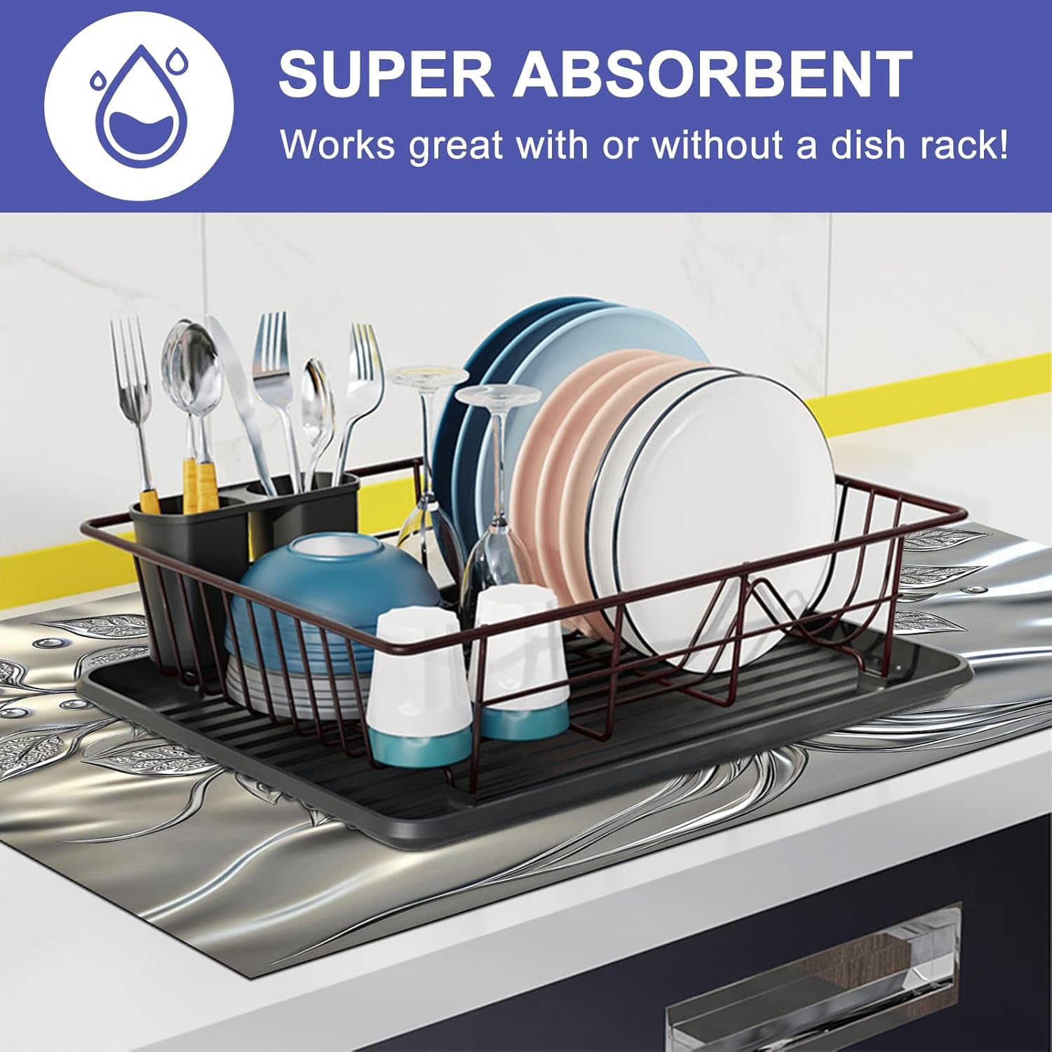 Stove Top Covers Pad Silver Tree of Life Kitchen 28 x 20 inches Diatomite Tree Patterns Stove Top Cover for Electric Fit Kitchen Countertop Coffee Maker Pot Water Mat