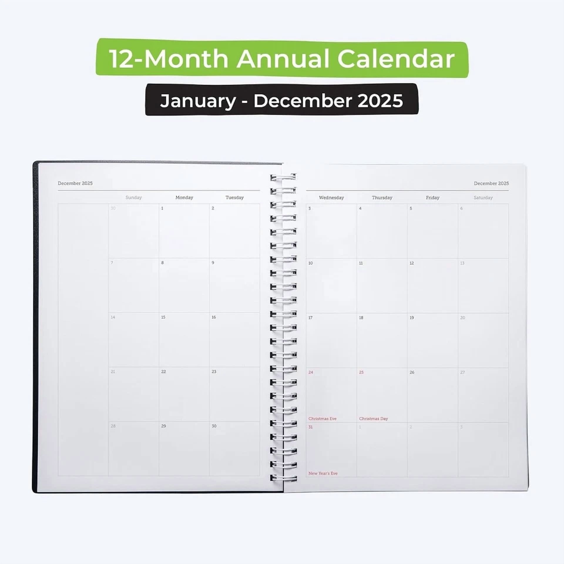 Walldeca 2025 Annual Weekly Planner, Weekly & Monthly Planner, Jan 2025-Dec 2025