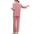thumbnail image 3 of BLCHUNen 2 Piece Pajamas Sets for Women Velour Plush Lightweight Casual Button down Long Sleeve Loungewear Outfits, 3 of 9
