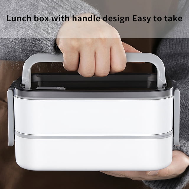 Heated Lunch Box Double Layers Insulated Lunch Container Leak-Proof Thermal Bento Box Every Parts Detachable Meal Heater with Handle