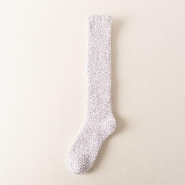 Calcetines de mujer con caña sólida, gruesos, para dormir en casa, cálidos, de dacrón
