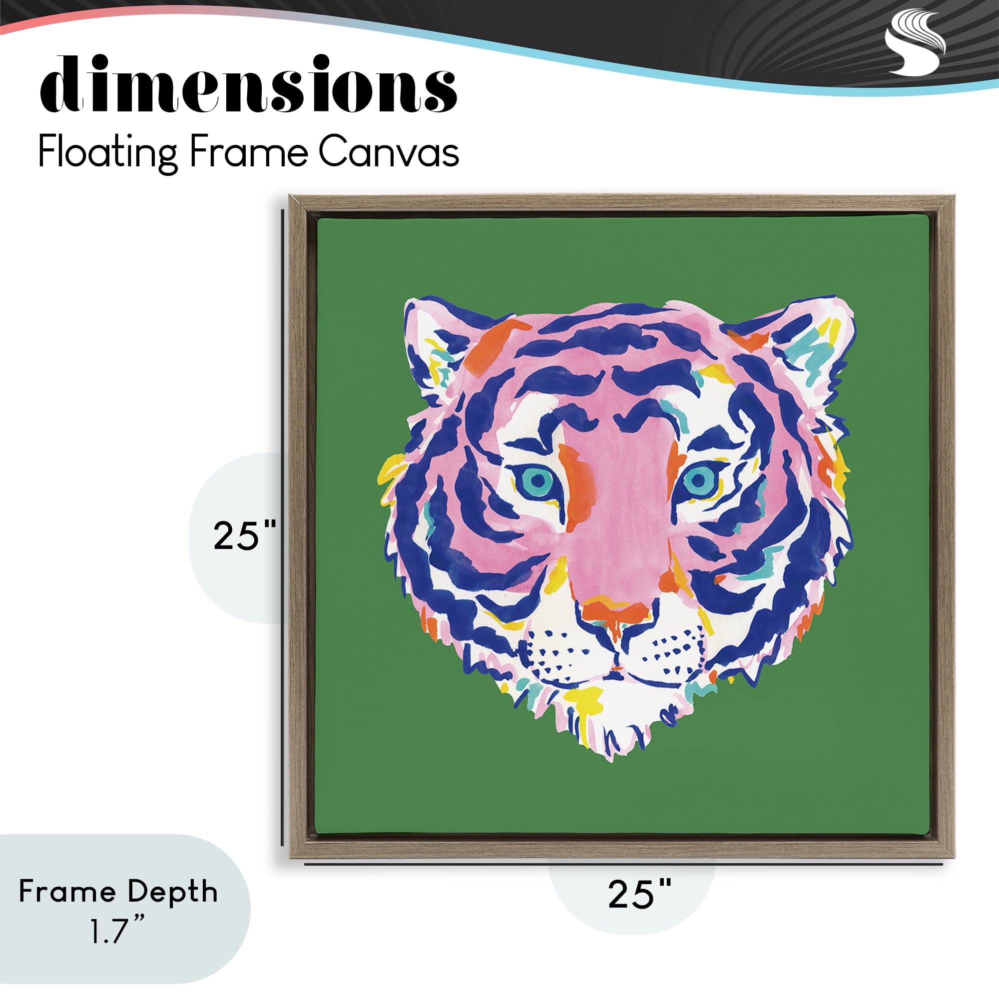 Stupell Industries Exotic Boho Tiger Face Brown Framed Floater Canvas Wall Art, design by Karolina Sato