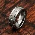 thumbnail image 2 of Tungsten Rings for Men Wedding Band Silver Brick Pattern Brushed Engagement Promise Size 6-16 (Tungsten, 9.5), 2 of 6