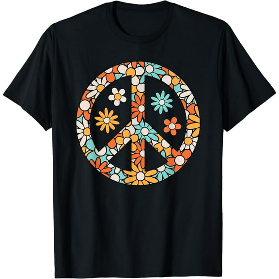 Peace Sign Hippie Flower Groovy 60s 70s Party Outfit T-Shirt