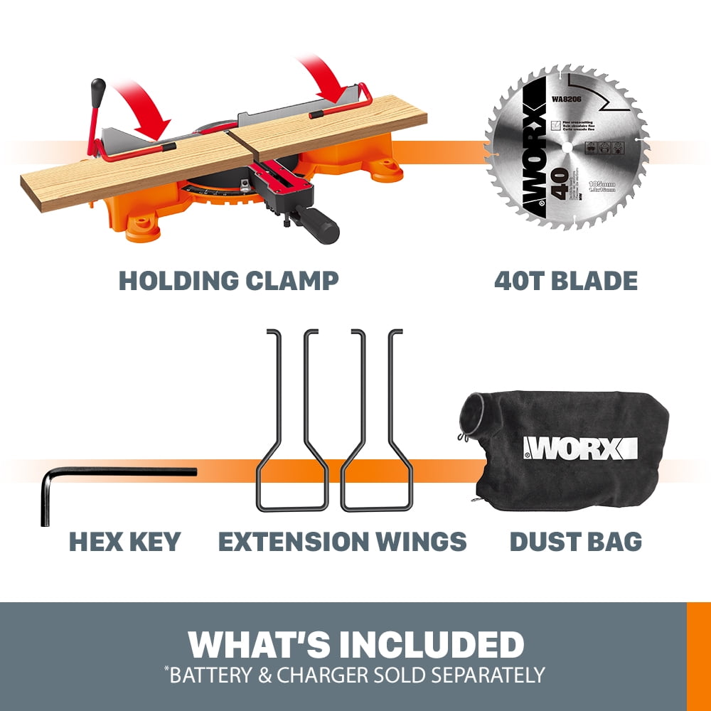 Worx WX845L.9 20V Power Share 7.25" Cordless Sliding Compound Miter Saw (Tool Only)